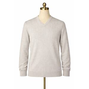 VTG Express 100% Cotton Men's V-Neck Sweater Cream XL Minimalist 90s Classic